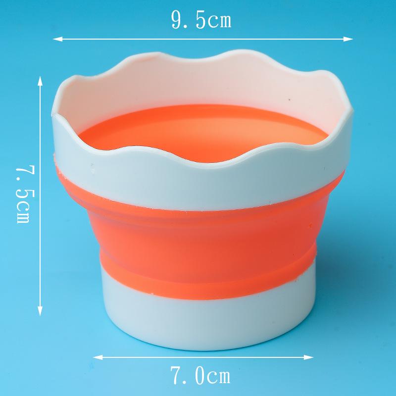 Foldable Silicone Brush Holder: Retractable, Portable, Multifunctional Bucket for Kids - Compact Art Wash Station.