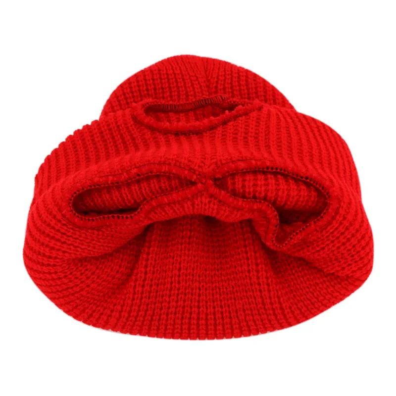 Motorcycle Windproof Full Face Knit Hats Custom SkiMask Men Warm Wool Balaclava Embroidery Winter Hats Knitted 3 Holes Ski Mask