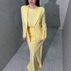 Spring and Autumn New European, American Amazon Cross-border Long-sleeved Suit Waist Top Half-length Skirt Set