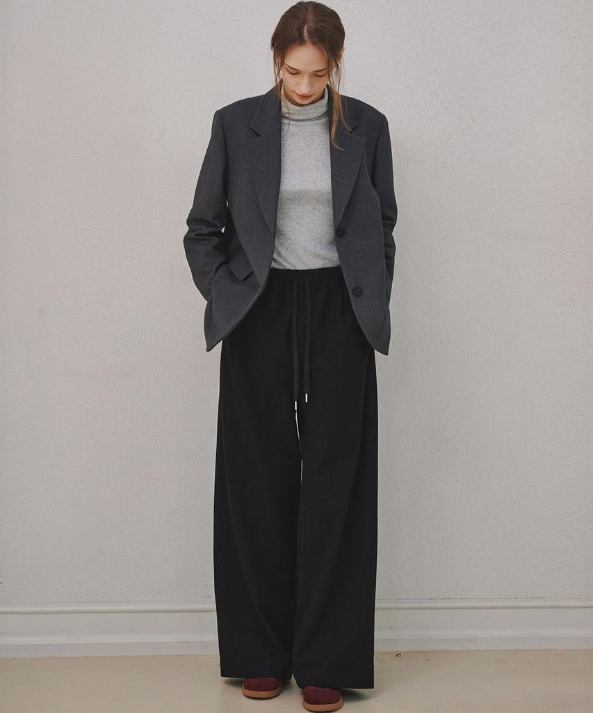 MALOUPE 2168 Brushed Four-Way Stretch Wide Pants (Black)
