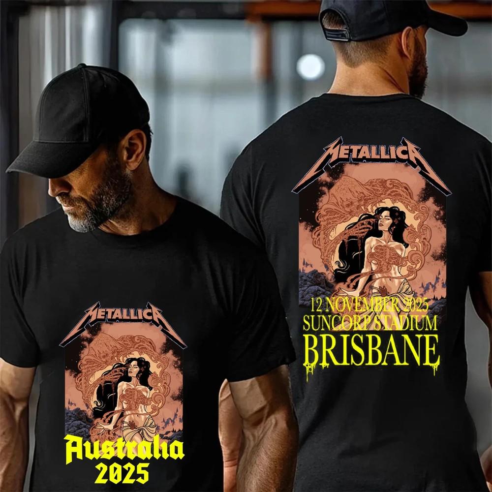 Metallica Tour Australia 2025 T-Shirt,Brisba wbr/ ne Australia Tour 12 Nov 2025 Tshirt Unisex T-Shirt S