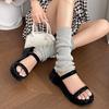 Pink Leopard Print with Skirt Thick-soled One-word Slippers Women's Summer Wear 2025 New High-end Versatile Cool Slippers