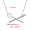 D Color 0.37ct Real Full Moissanite 925 Sterling Silver Pendant for Women Cross Pearl Necklace Original Simple Elegant Jewelry