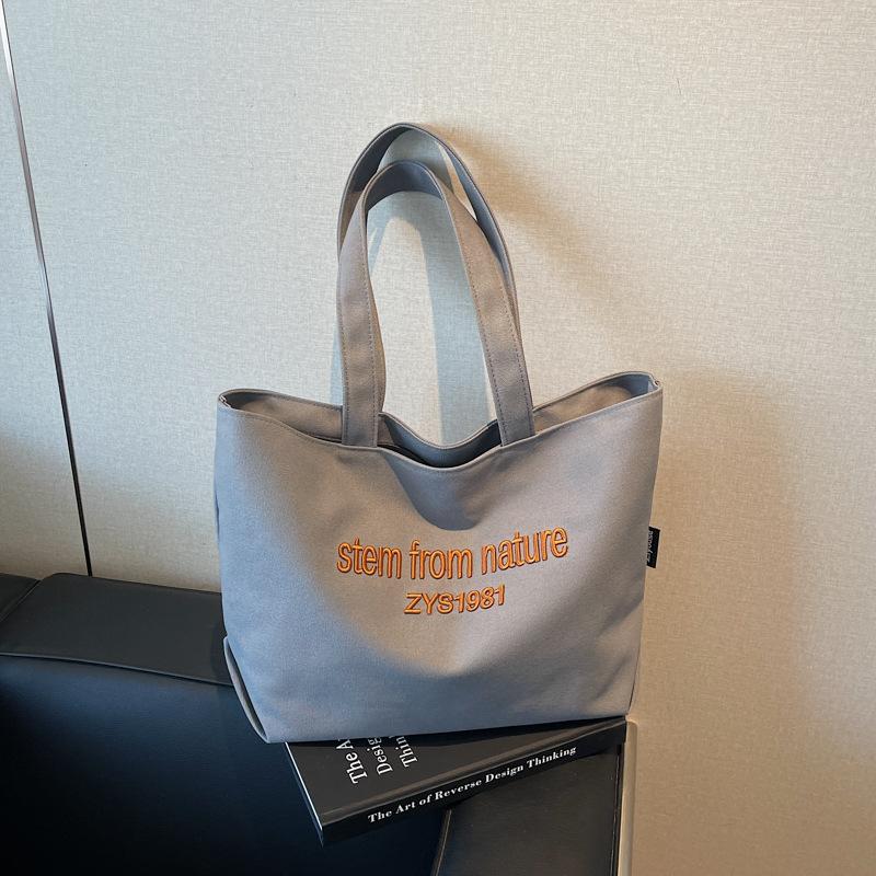 Cotton Canvas Tote Large Capacity Advanced Texture Fashion Hundred Bags - Korean Solid Color with Shopping Bag Environmental Natural Canvas Bag