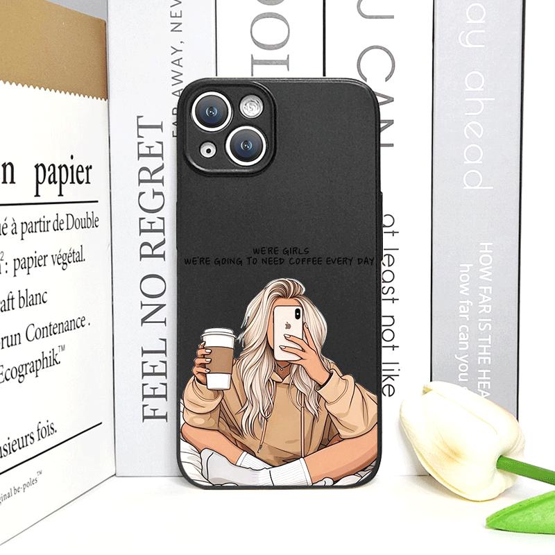 Girl Women Coffee Miss Phone Case for Iphone 16 12 11 14 13 15 Pro Max Mini X XS XR SE 7 8 16Plus Fashion Lady Female Soft Cover