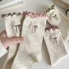 SCIONE Women's Pile Socks Solid Color Cotton Socks Spring and Autumn Yarn Stockings Cute Kapibala Series Ruffled Trim Embroidered Girl Socks