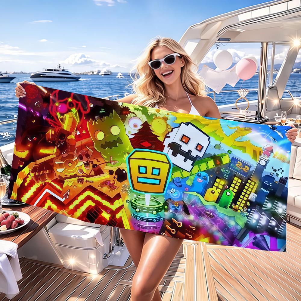 Game G-Geometry Dash Towel Yoga Gym Yoga Gym Lightweight Portable for Swimming Beach Travel Sports Accessories Sandproof