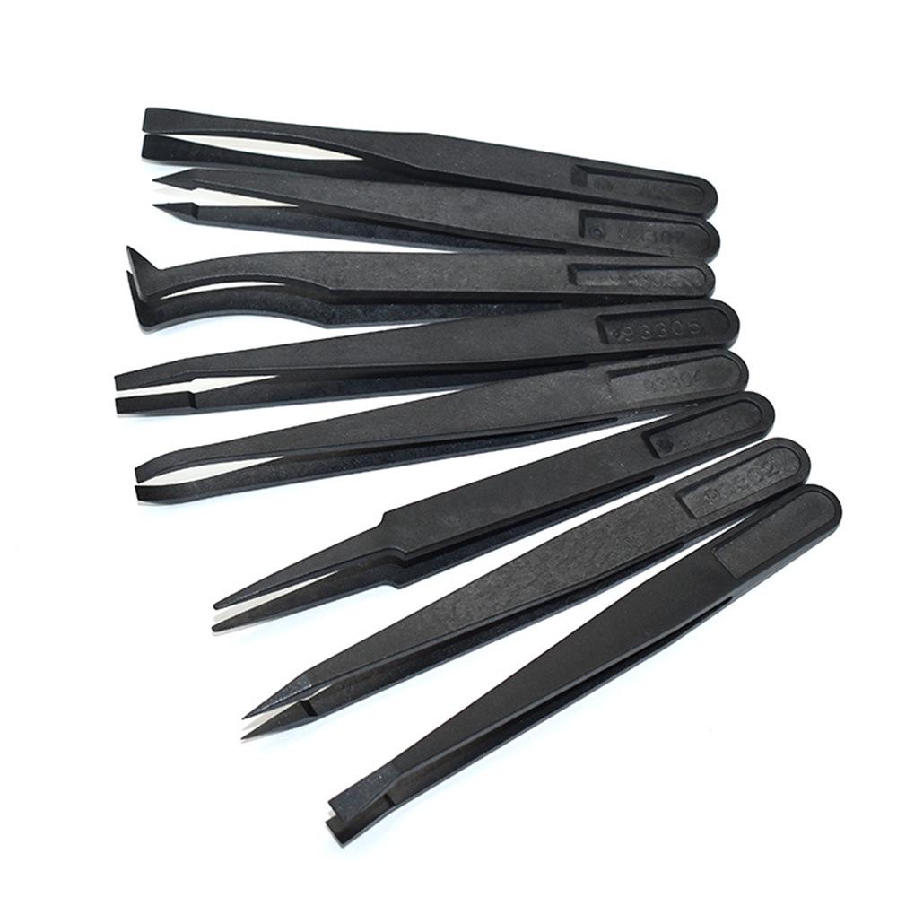 Anti-static Carbon Fiber Plastic Tweezers: Round & Wide Tip Clamps, Eco-friendly Insulation for Disassembly and Repair