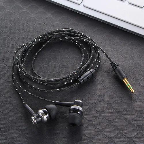 1 écouteur filaire stéréo intra-auriculaire 3,5 mm en nylon tissé, câble pour écouteurs, casque pour ordinateur portable, smartphone, cadeaux