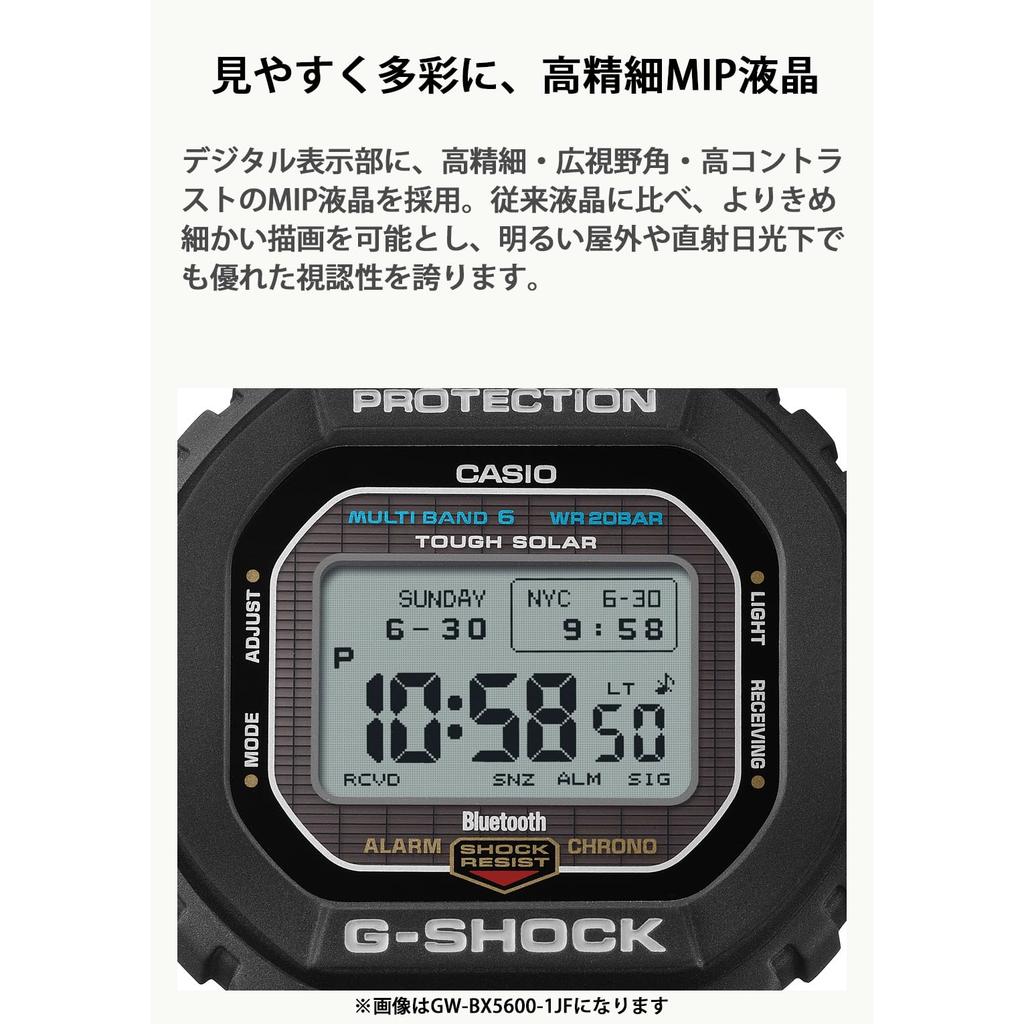 [CASIO] Men's G-Shock Watch, All-Black, Eco-Friendly Material, MIP LCD, Bluetooth, Radio Solar, GW-BX5600-1A1JF, Japan Authentic