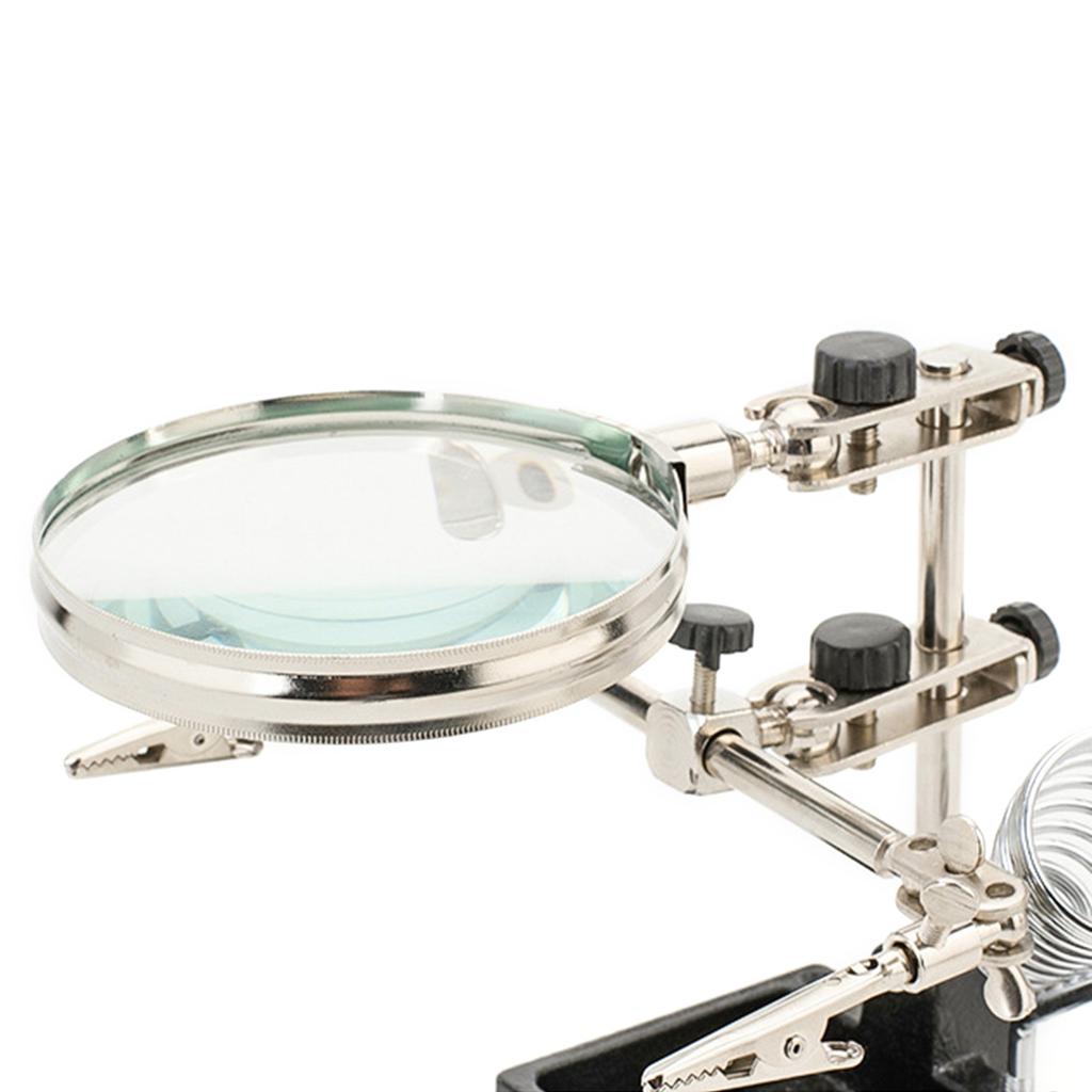 Soldering Iron Station Stand with Welding Magnifying Glass Clip Clamp Third Hand Desktop Magnifier Soldering Repair Tool