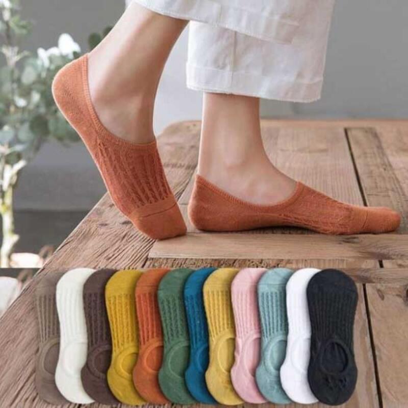 Women s Summer Cool Socks Cotton Mesh Socks A25388_Yellow
