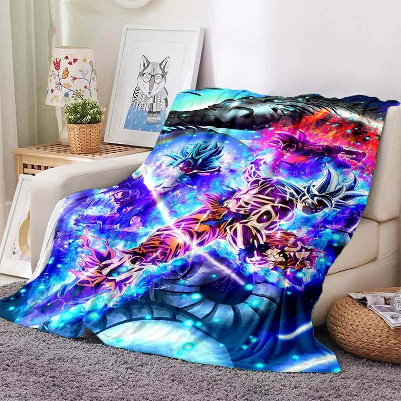 Dragon Ball Anime Print Blanket, Warm and Comfortable Flannel Blanket, Suitable for Bedrooms, Sofas, Beds, Chairs, Picnics, and