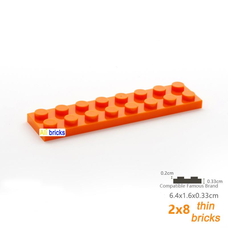 80pcs Bulk Building Blocks Thin Figures Bricks 2x8 Dots 13Color Educational Creative Size Compatible With 3034 Toys for Children