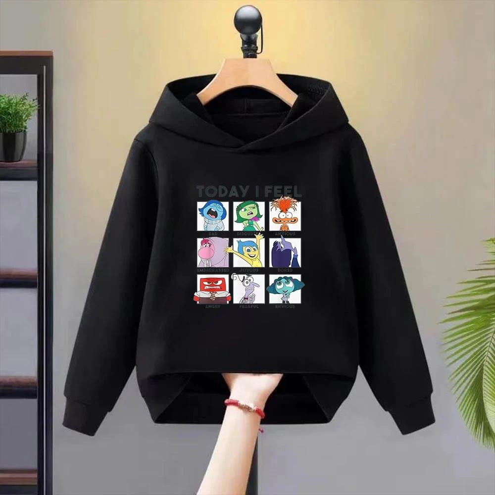Children's Hoodies Disney Pixar Inside Out 2 Today I Feel Boy Girls Casual Toddle Sweatshirr tops white pink Coat