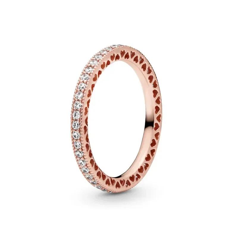 Este Anillo En Forma De Corazón De Plata Esterlina 925, Engastado Con Cristales Brillantes, Es Lujoso, Colorido E Increíblemente Encantador