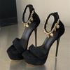 Summer Extreme Stiletto High Heels Metal Chain Woman Sandals Fashion Chunky Platform Buckle Strap Shoes