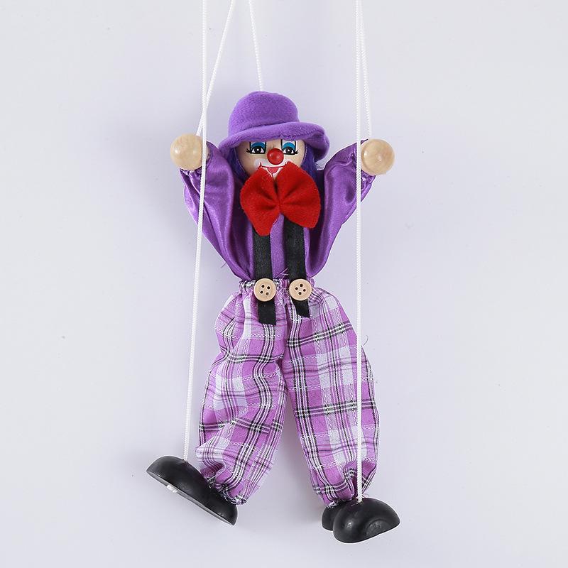 Кукольный клоун на веревке, деревянная марионетка, совместная кукла, винтажная детская игрушка фиолетовый
