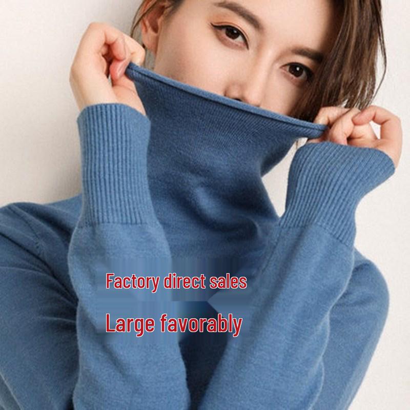 Women's High Neck Turtleneck Sweater - Versatile Slim Fit Knitwear for Autumn and Winter