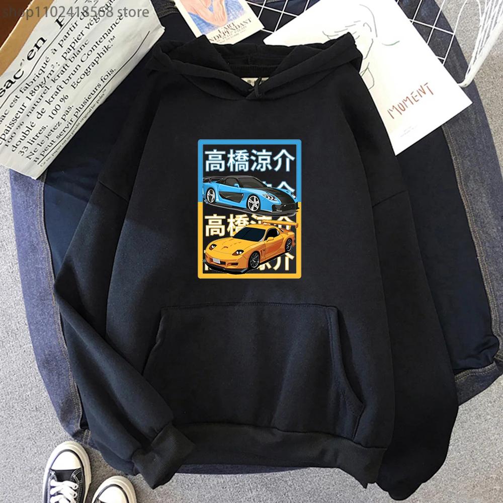 Japanese Anime AE86 Hoodie Initial D Graphic Sweatshirt Men O-Neck Long Sleeves Fashion Casual Drift Racing Women Clothing