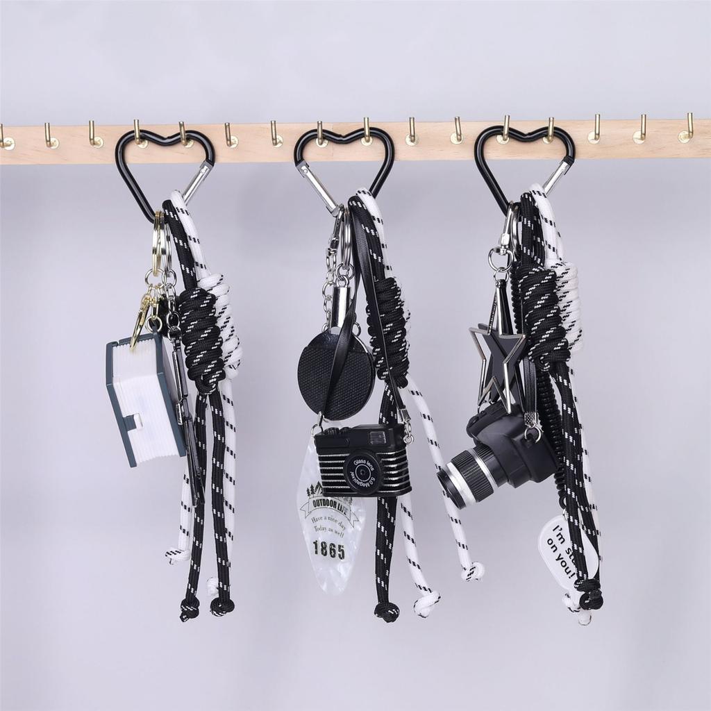 Creative Camera Star Keychain For Women Hand Woven Nylon Rope Bag Charm Aesthetic Bag Accessories Backpack Pendant