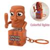 Funny Tung Tung Sahur Man Keychains with LED Light Cartoon Button Keyring Decompression Backpack Hanging Pendant Creative Gifts