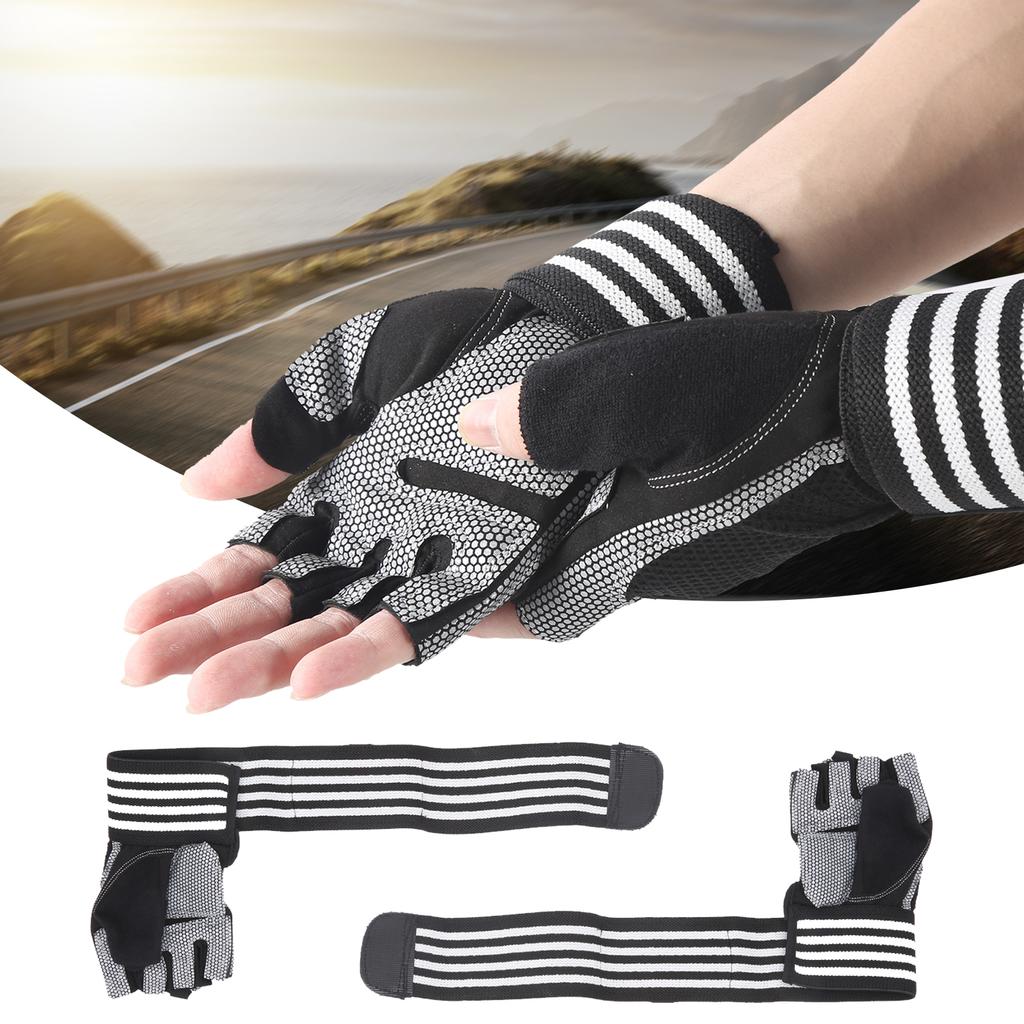 Half Finger Cycling Protective Gloves AntiSlip Brthable Gloves(Red )
