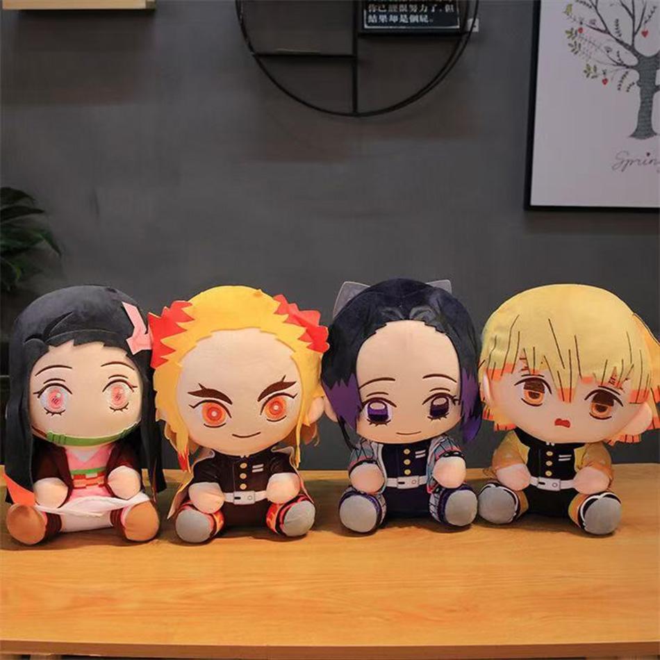 20cm Japon Demon Slayer Peluş Bebekler Sevimli Anime Kimetsu No Yaiba Kamado Tanjirou Nezuko Zenitsu Kyoujurou Oyuncaklar Çocuk Hediyeleri