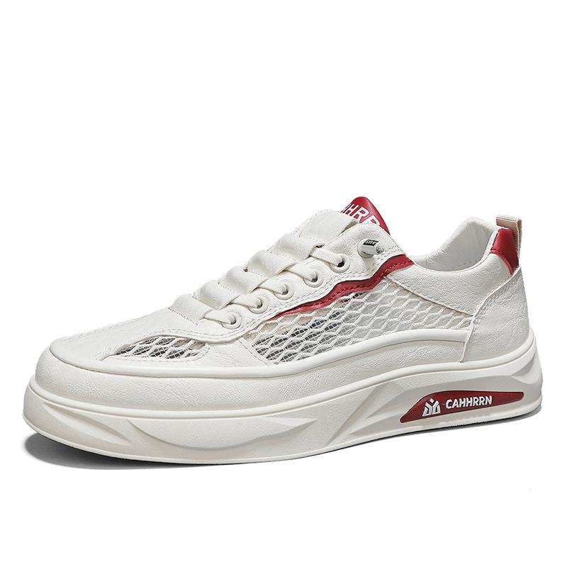 

Mesh breathable men s shoes summer new hollow foot cover sports and leisure board shoes men s low-top white shoes trendy shoes 39