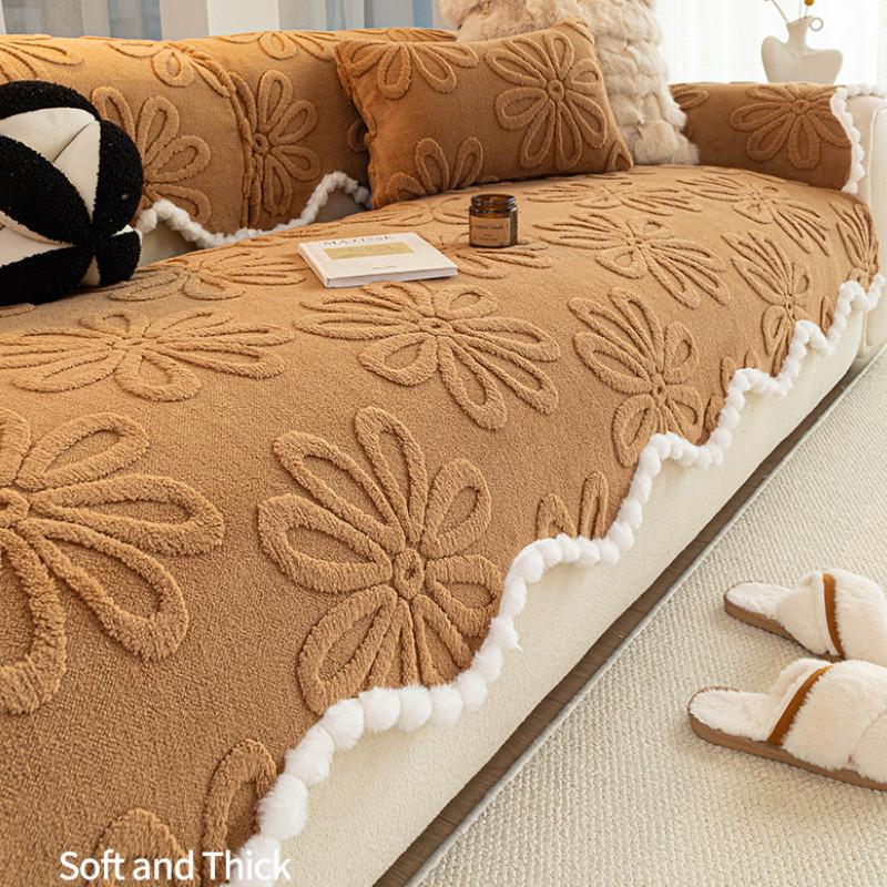 Simple Thicken Irregular Solid Color Sofa Mat for Living Room Comfortable Anti Cat Scratch Wear-resistant Furniture Protector