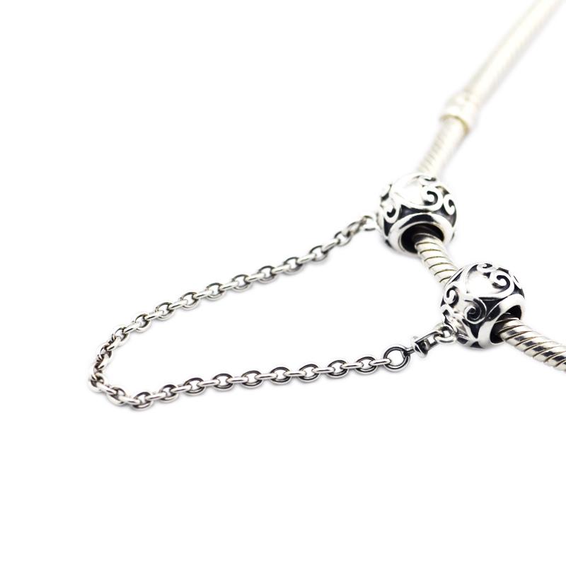 Passend für Europa-Armbänder. 925er-Sterlingsilber, verzaubertes Herz, Sicherheitsketten-Charms, Perlen für die Schmuckherstellung