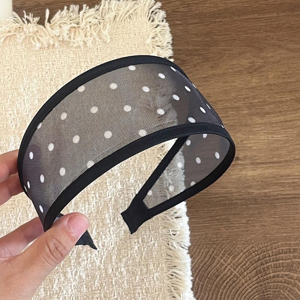 Soft Fabric Hair Hoop Polka Dot Pattern Wide Headband Comfortable Mesh Headband Travel Use
