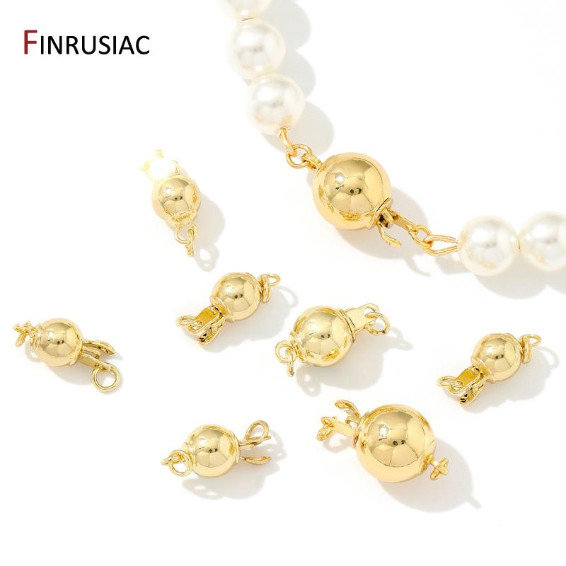 18K Gold Plated Brass Round Ball Insert Clasps For Jewelry Making Handmde Bead Safety Clasps DIY Accessories,Jewelry Findings