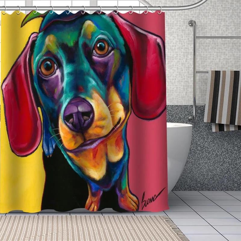 Dachshund Custom Pattern Polyester Bath Curtain Waterproof Shower Curtains Geometric Bath Screen Printed Curtain For Bathroom