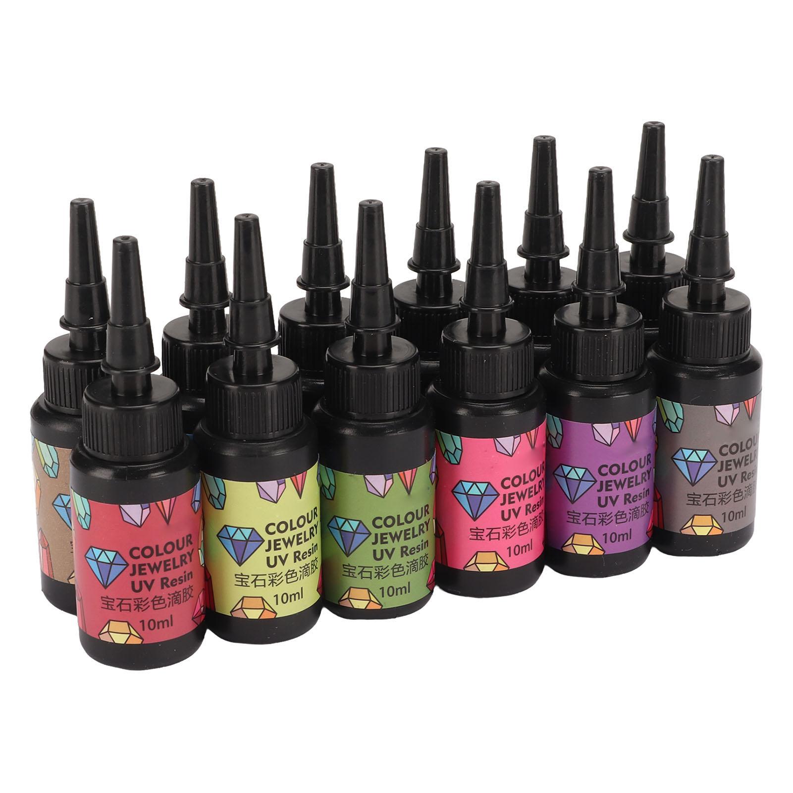 

12Pcs UV Resin Assorted Colors Quick Curing Vivid Color Widely Used UV Epoxy Resin for DIY Jewelry Making