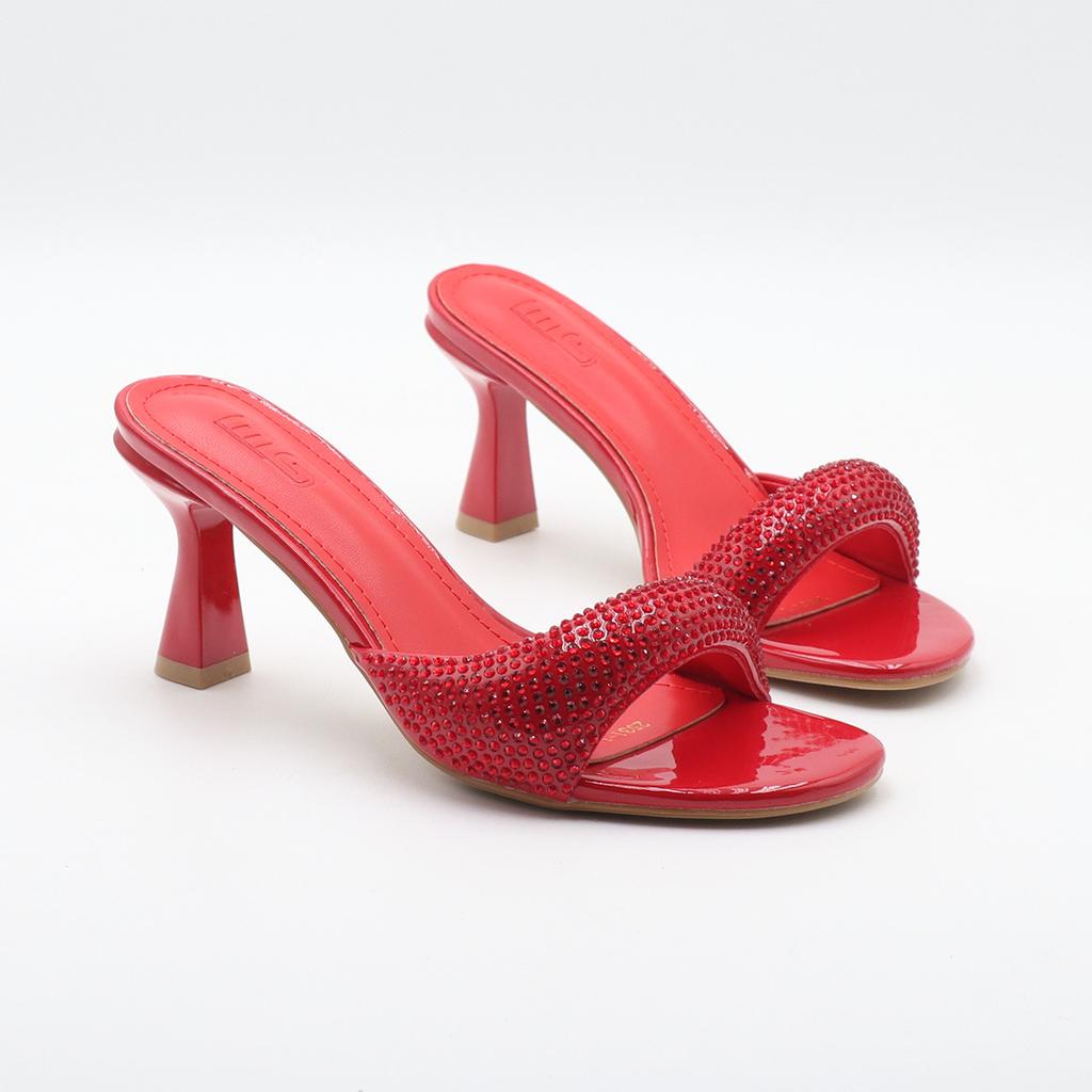 Designer Slippers Rhinestone High Heel Slipper Summer Open Toe Mules Slippers for Women Sexy Slingback High Heel Sandals