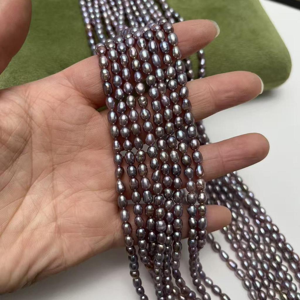 1String, Purple Natural Freshwater Pearls, 4-5mm, Boho Handmade Rice Pearl Beads for Jewelry Making DIY Crafts,  Birthday Party Gifts Bulk, 36cm