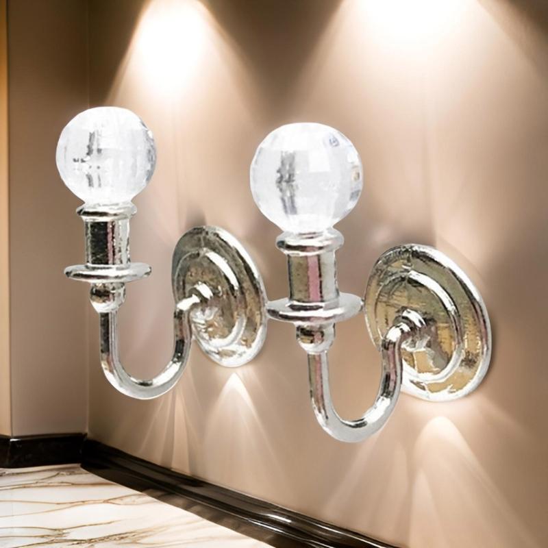 Elegant Dollhouses Lighting Elegant 1 12 Scale Crystal and Metal Actylic Wall Lamps Portable for Craft Enthusiasts