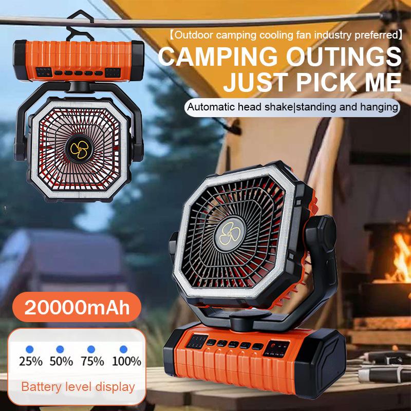 Portable Camping Fan with LED Lantern 20000mAh Rechargeable Outdoor Tent Fan with Remote Control