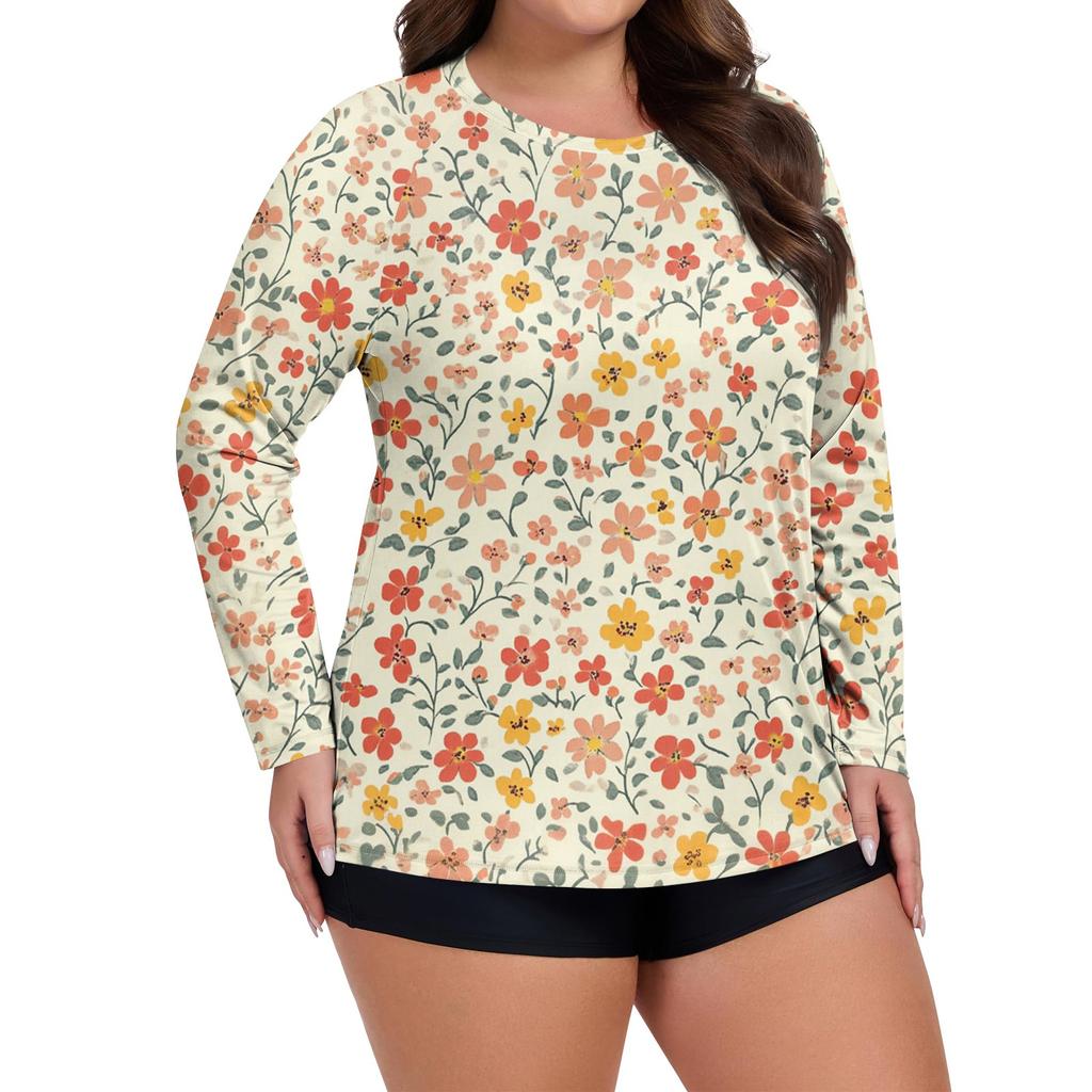 Women's Print Large Size Long Sleeve Swimsuit Sun  Jacket Quick Dry Hiking Top