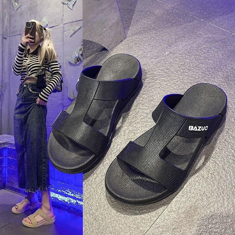 Student Flat-heeled Sandals Women's Comfortable Soft-soled Wear-resistant Casual Versatile Beach Shoes Summer and Autumn New Models