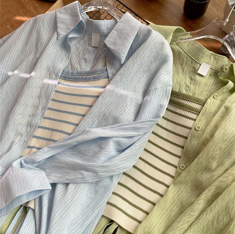 Women's Two-Piece Chiffon Sun Protection Shirt - Breathable, Versatile, and Trendy Summer Outerwear