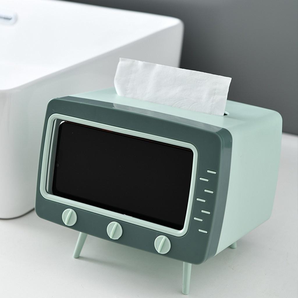 2 In 1 Tissue Box Office Desk Box Creative TV Appearance with Phone Stand