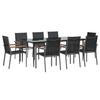 VidaXL Ensemble à manger de jardin 9 pcs noir textilène et acier 3187040