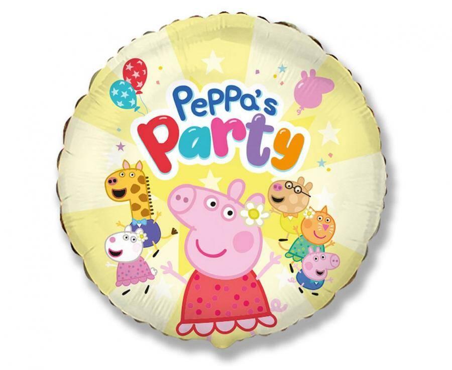 Balon Foliowy Okrągły Świnka Peppa, Peppa's Party, 48 Cm