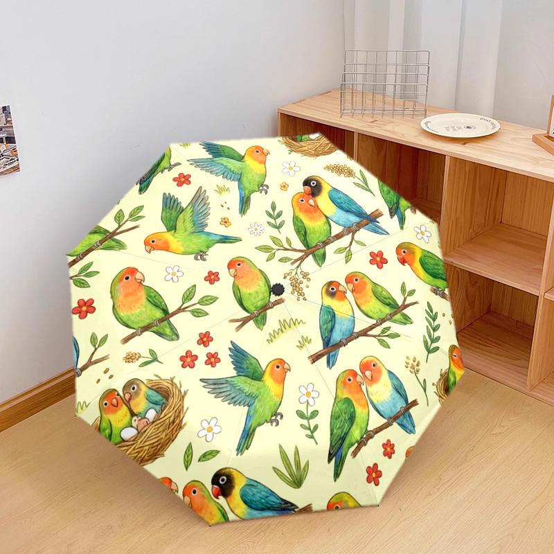 1 PC Automatic Folding Umbrella - Cute Parrot Pattern, Portable & Foldable Design with 8 Ribs, Christmas Birthday Gifts