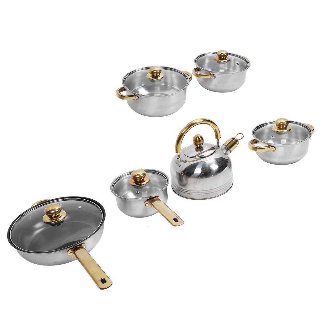 Kochgeschirr-Set aus Edelstahl, rostfrei, stäbchensicher, sicheres Pfannen-Topf-Set für Zuhause, Küche, Restaurant