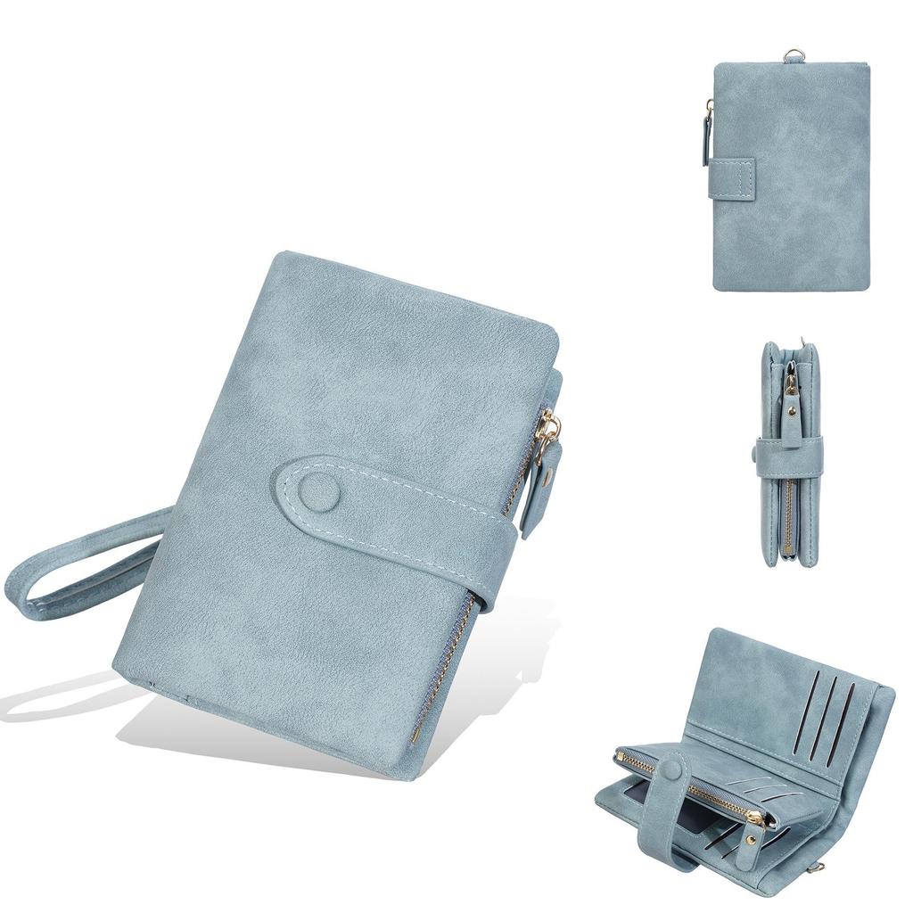 Women's Frosted Texture Wallet: Multi-slot, Snap Button, Zippered Coin Purse