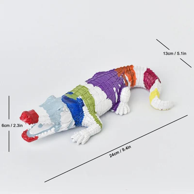 

Painted Crocodile Beast Statue Desk Decoration Ornaments Crocodile Resins Sculpture Room Aesthetic Decor Home Accessories