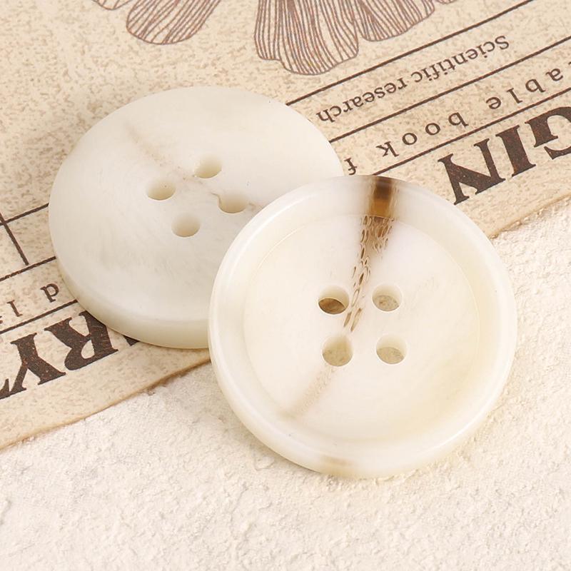 Versatile Beige Resin Coat Buttons: Summer Wear Woolen Round Four-Hole Design for Men and Women